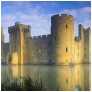 slides/Dawn on Bodiam.jpg bodiam castle east sussex castle moat building dawn sunlight mist panoramic trees clouds blue sky lake water reflections turrets ancient Dawn on Bodiam
